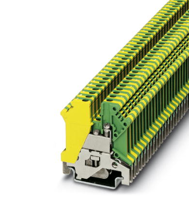Phoenix Contact Ground - Feed-Through Terminal Block; USLKG 3; #28 - #12; Screw Connection; Green-Yellow